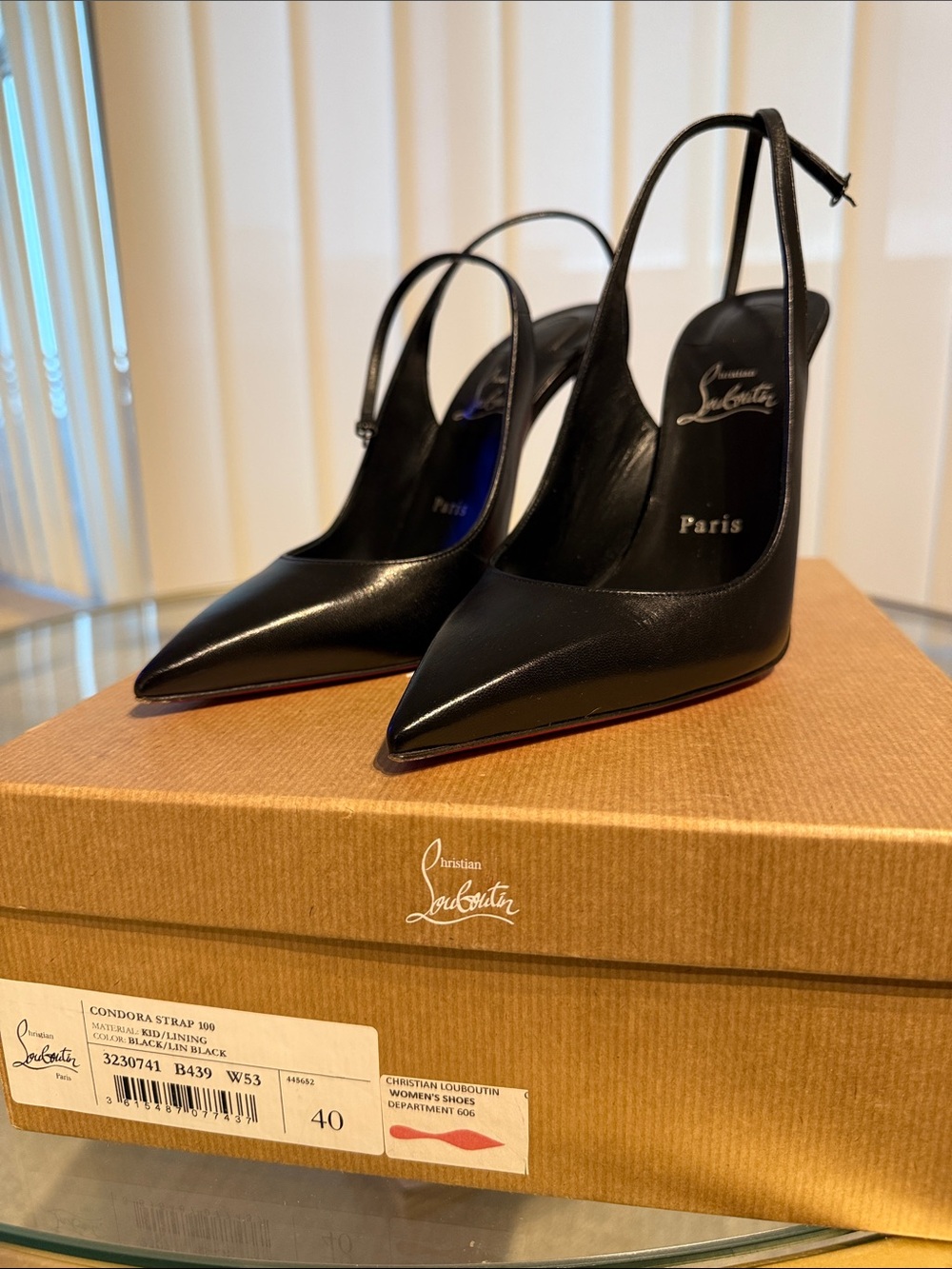 Christian Louboutin Black Pointed Toe Slingback Pumps